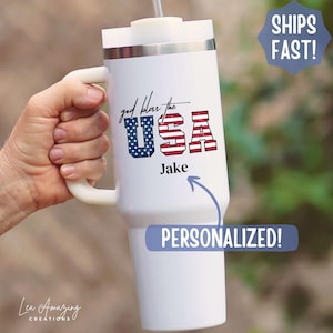 Personalized Patriotic Tumbler: Stars & Stripes USA Flag - 40oz Stainless Steel