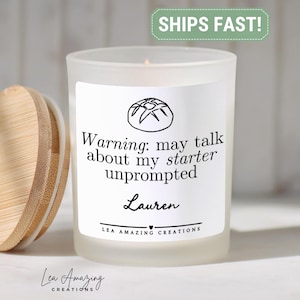 Sourdough Starter Candle, Funny Baking Gift, Personalized Bread Baker Candle, Custom Name Candle, Sourdough Gift for Her, Baker Gift