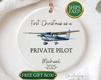 Personalized Pilot Ornament Private Pilot Gift Milestone Gift Custom Pilot Gift for Aviator New Pilot Keepsake Aviation Ornament PPL Gift