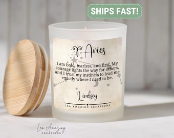 Zodiac Sign Candle Custom Astrology Gift with Affirmation Star Sign Birthday Candle Celestial Birthdate Gift Constellation Gift with Name