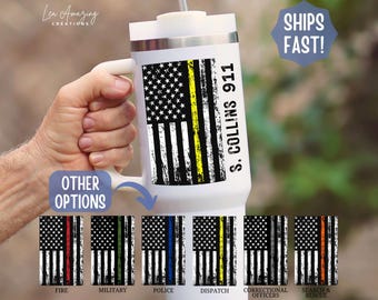 Custom Dispatch Tumbler with Name Thin Gold Line Dispatcher Cup 911 Dispatcher Mug Police Dispatcher Gift Dispatch Retirement Tumbler