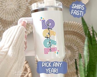 Retro Birthday Tumbler: Personalized Neon Design, Custom Year