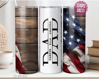 Custom Dad Tumbler with Kids Names Fathers Day Dad Cup Father Gift Mug Personalized Daddy Tumbler from Kids Dad Grandpa Gift