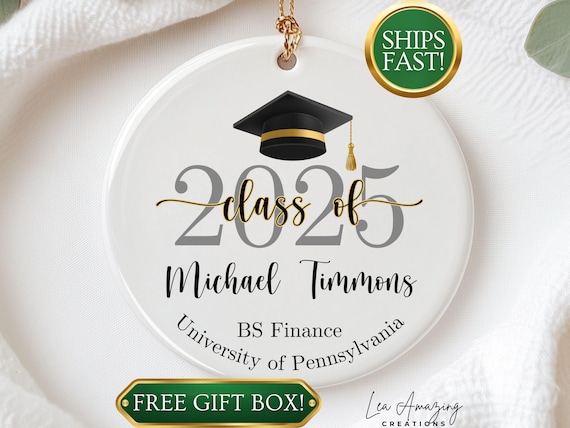 Custom Graduation Ornament Personalized Graduation Keepsake High School Grad Gift PhD Graduation Gift College Ornament Class of 2025 Grad