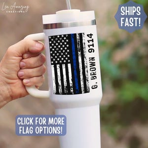 Personalized Police Tumbler Back the Blue Gift Police Retirement Gift Custom Police Tumbler Law Enforcement Cup Thin Blue Line 40 oz Tumbler