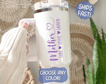 Personalized Mother Tumbler with Kids Names 40oz Mum Tumbler Custom Mom Travel Mug Mother's Day Gift Tumbler Custom Mama Cup Birthday Gift