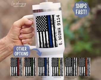 Personalized Police Tumbler Back the Blue Gift Police Retirement Gift Custom Police Tumbler Law Enforcement Cup Thin Blue Line 40 oz Tumbler