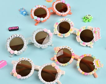Custom Name Kids Sunglasses – Personalized Flower Girl Glasses | Cute Kids Gift, Birthday Party Favors, Summer Accessories