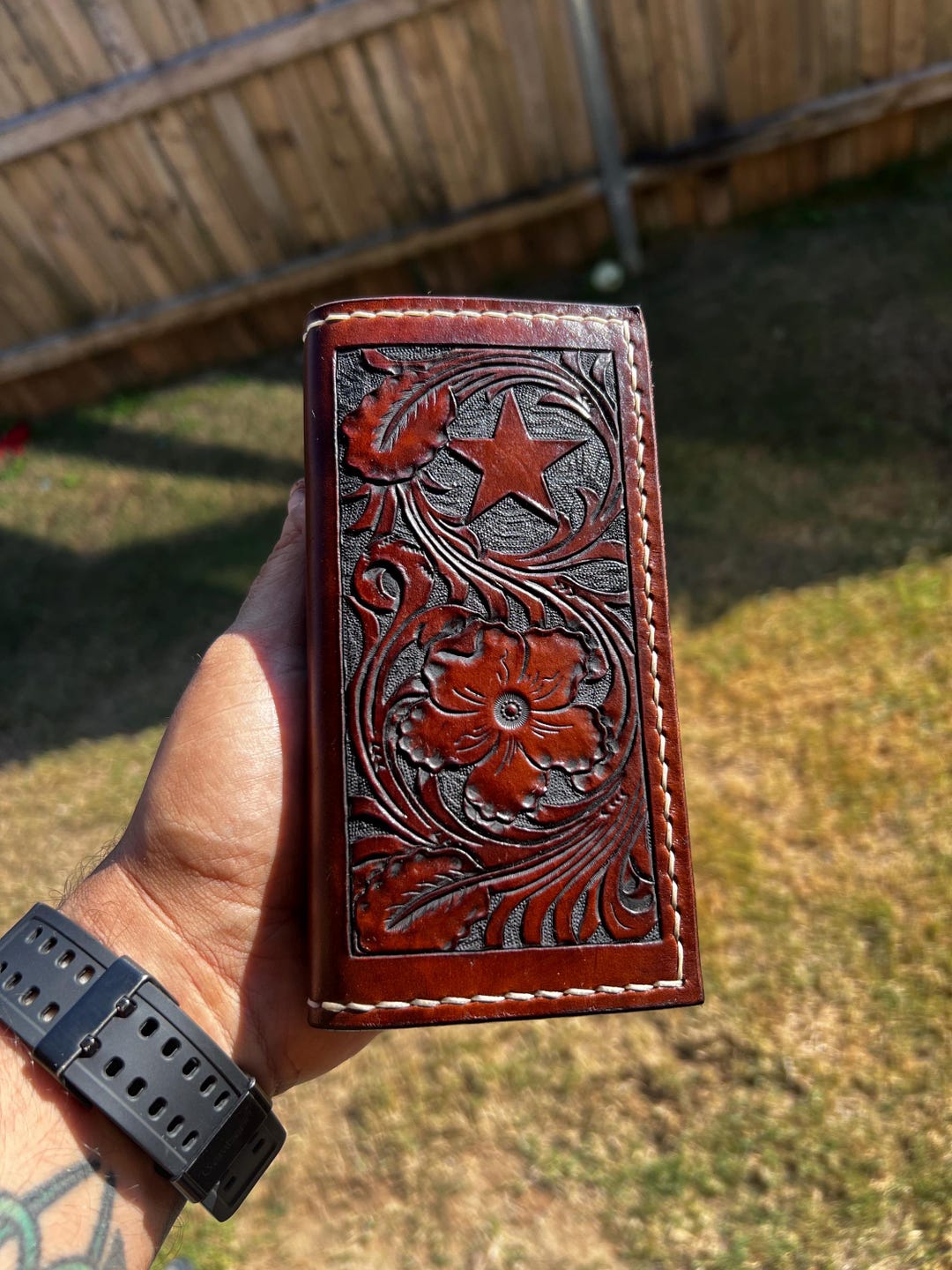 Roper Style Long Cowboy Long Wallet Full Grain Leather Wallet Handmade ...