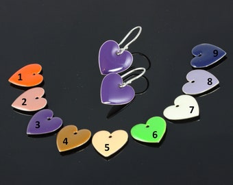 Valentine Heart Earrings, Choose Your Color, Enamel Charm Jewelry
