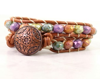 Jewel Tone Bracelet, Gypsy Colors Jewelry,  Purple Green Blue Orange Multicolor