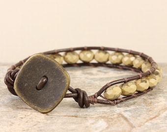 Rustic Umber Mans Bracelet with Square Toggle Clasp