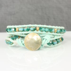Tropical Bracelet in Sea Green, Aqua and Matte Gold