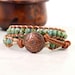 Leather Wrap Bracelet for Women, Sea Green and Copper 