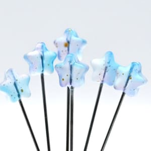 6 Glass Star Pins - medium long