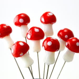 Red Mushroom Pin - XL - Lampworked Glass Amanita