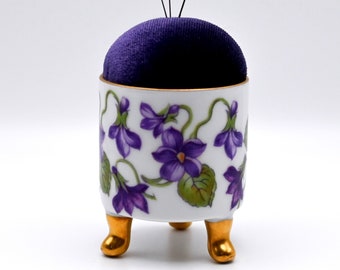 Pincushion 'Violet' Vintage Mitterteich Bavaria Germany Porcelain repurposed