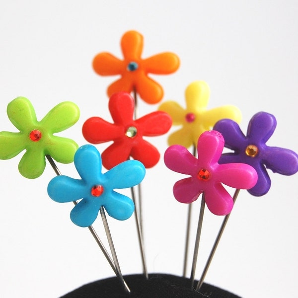 7 Flower Pins - Scandinavian Style - Swarovski - XL