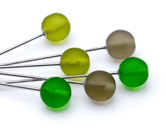 6 Frosted Glass Head Pins - XL