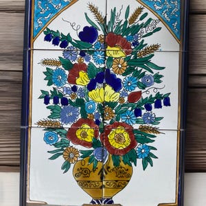 Ceramic Tile Mural Backsplash Wall Art Mosaic Panel Deco Vase Hand Painted