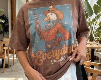 Everyday Im Motherin Shirt, Mothers Day Comfort Colors® T Shirt, Funny Cowgirl Mom Gift, Western Duck Graphic Tee