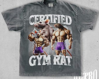 Certified Gym Rat Shirt, Funny Vintage Gym Meme T-Shirt, Retro 90s Style Fitness Tee, Unisex Pump Cover, Gym Lover Gift, Gift for Him