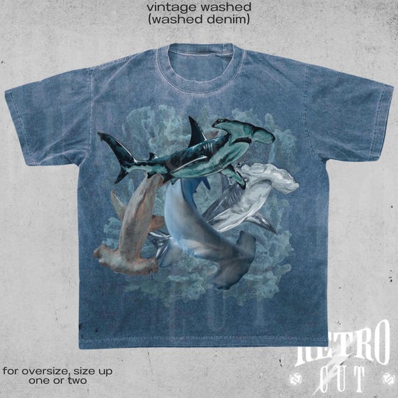 Hammerhead Shark Vintage Graphic Tee, Retro Ocean Lover T-Shirt, Funny Shark Shirt, Marine Biology Gift, Oversized Sea Creature Tee