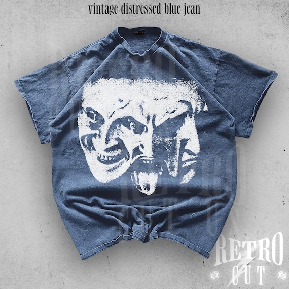【90~00‘s】dark art tee Devil Face Gothic T-shirt, Dark Art Grunge Graphic Tee, Vintage