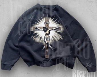 Jesus Christ Vintage Sweatshirt, Retro Christian Graphic Pullover, 90s Faith Aesthetic Crewneck, Religious Streetwear, Spiritual Gift