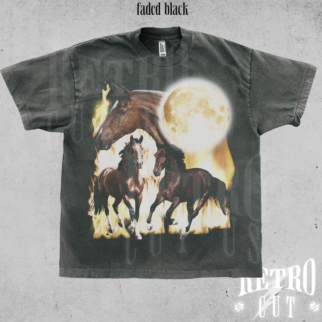 Vintage Horse Graphic T-shirt, 90s Distressed Horse Shirt, Retro