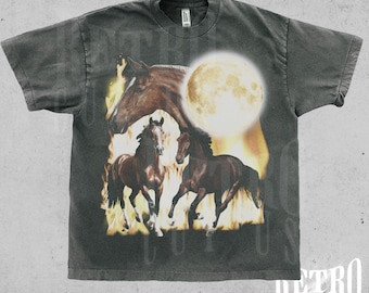 Vintage Horse Graphic T-Shirt, 90s Distressed Horse Shirt, Retro Western Tee, Horse Lover Gift, Old School Y2K Oversized Shirt