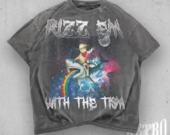 Camiseta "Rizz Em With The Tism", camiseta divertida con meme de gato, camiseta vintage con gráfico de gato Y2K, camiseta retro divertida de los 90, camiseta Rizz de concienciación sobre el autismo