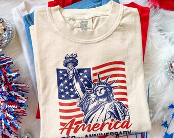 America 250th Anniversary Statue Shirt, Patriotic USA Freedom Celebration Tee, Liberty Graphic Design, Comfort Colors® Gift Tee