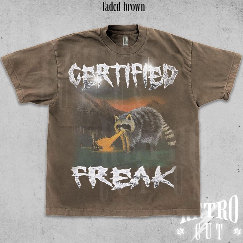 Certified Freak Funny Raccoon Meme Shirt, Vintage Raccoon Graphic Tee ...