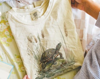 Turtle Pond Nature Shirt, Vintage Wildlife Comfort Colors® T Shirt, Peaceful Lake Forest Animal Graphic Tee