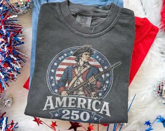 America 250 Revolutionary War Shirt, Patriot Soldier USA Anniversary Tee, Vintage Freedom Design, Comfort Colors® Gift Tee