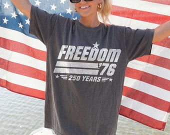 USA 250th Anniversary Freedom 76 Shirt, Patriotic America 250 Years Tee, Independence Day Celebration Design, Comfort Colors® USA Gift Tee