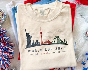 USA Canada Mexico World Cup 2026 Shirt, Host Nations Soccer Fan Graphic Tee, Football Tournament Comfort Colors® Gift Tee