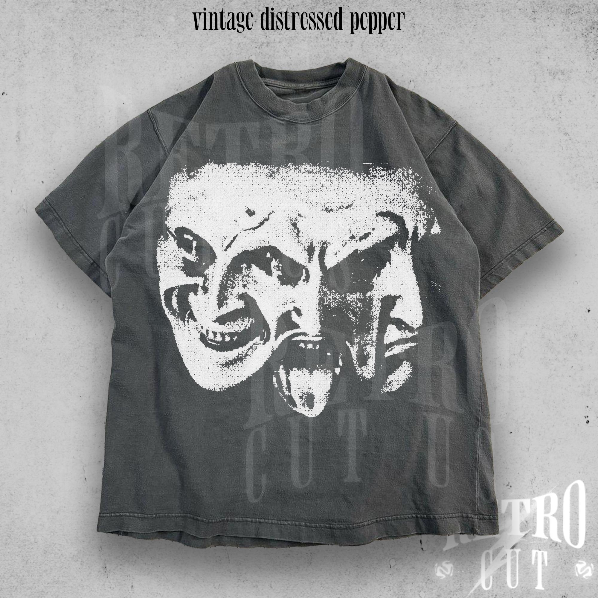 Devil Face Gothic T-shirt, Dark Art Grunge Graphic Tee, Vintage