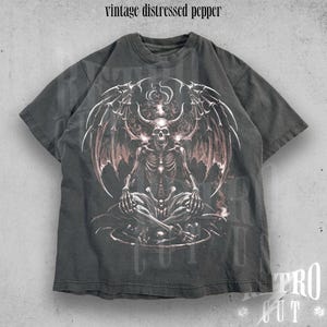 Y2K Devil Angel T-Shirt, Vintage Grunge Aesthetic Tee, Duality Graphic Shirt, Retro Edgy Streetwear, Good vs Evil Top image 2