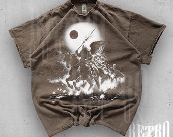 Vintage Knight Y2K Shirt, Retro Medieval Warrior Tee, Gothic Armor Graphic T-Shirt, Dark Fantasy Oversized Grunge Shirt, 90s Aesthetic Tee