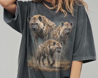 Hyena Pack Wildlife Shirt, African Predator Graphic Tee, Vintage Safari Comfort Colors