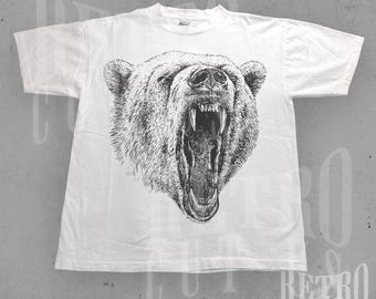 Vintage Bear Graphic T-Shirt, Retro 90s Wildlife Tee, Y2K Nature Aesthetic Shirt, Oversized Outdoor Adventure Shirt, Rustic Bear Lover Gift