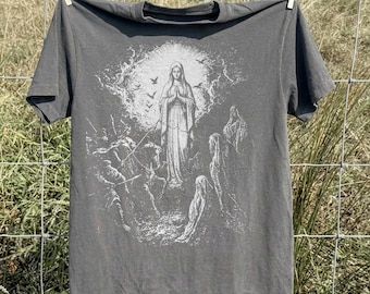 Gothic Virgin Mary Sacred Shirt, Vintage Religious Art Comfort Colors® T-Shirt, Dark Faith Graphic Tee