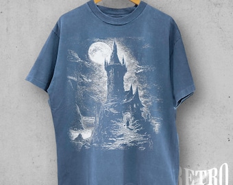 Vintage Y2K Castle T-Shirt, Retro Fantasy Graphic Tee, Gothic Medieval Aesthetic Shirt, Grunge Fairy Tale Streetwear, Dark Kingdom Top