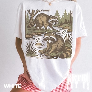 Cute Raccoon T-Shirt, Vintage Animal Graphic Tee, Funny Woodland Wildlife Shirt, Gift for Raccoon Lovers