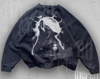 Werewolf Gothic Sweatshirt, Retro Horror Werewolf Hoodie, Unisex Grunge Howl Sweater, Gift for Werewolf Fans, Y2K Streetwear