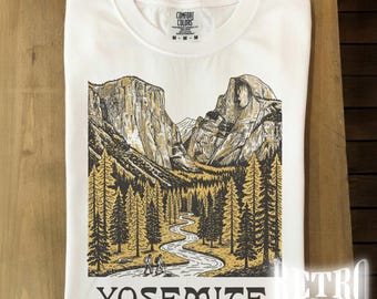 Camiseta vintage do Parque Nacional de Yosemite, camiseta retrô com estampa de natureza e montanhas, camiseta de aventura e trilha dos anos 90, blusa Comfort Colors® cor marfim