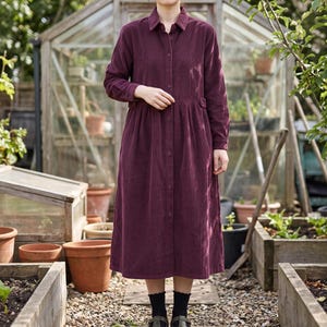 Corduroy Overshirt Dress: Button-Up Dress Jacket with Pockets