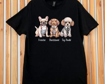 Dog Breeds T-Shirt: Frenchie, Dachshund, Toy Poodle